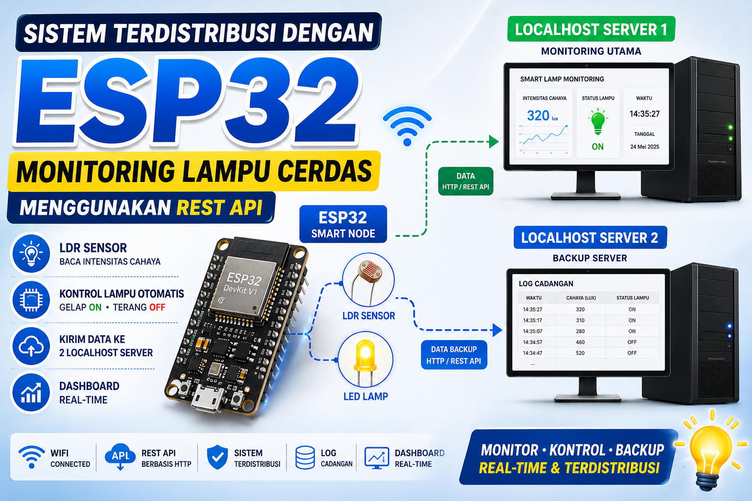 Sistem Terdistribusi dengan ESP32: Monitoring Lampu Cerdas Menggunakan REST API