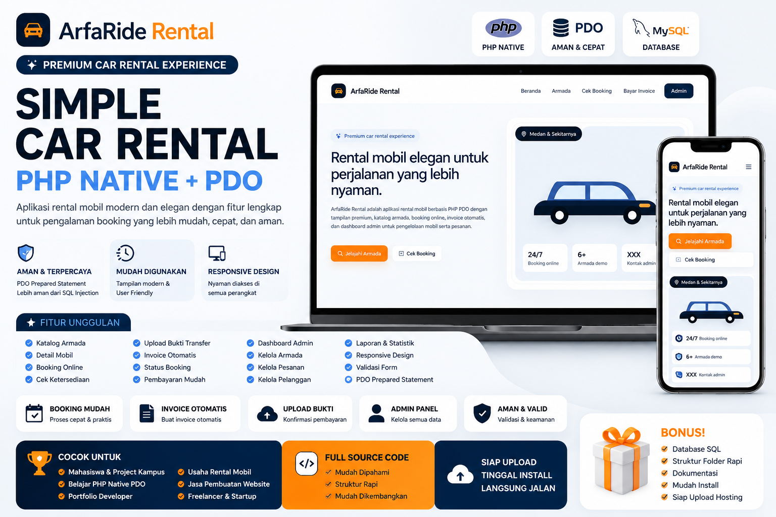 Simple Car Rental PDO PHP Native